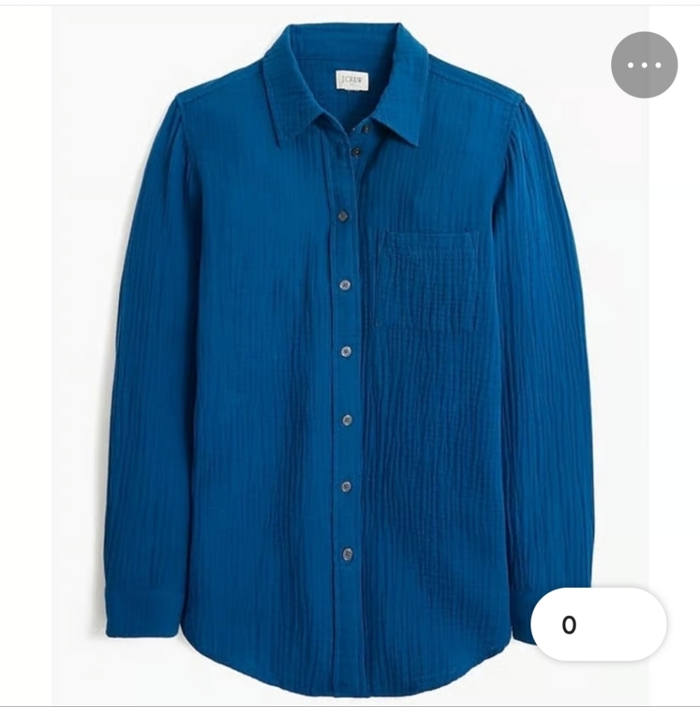 J.Crew Double Gauze Shirt Teal BLue BY043 SBL Teal Blue Green Beach M Medium